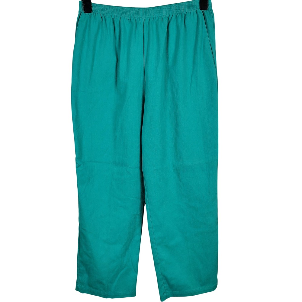 NWT Alfred Dunner Womens SZ 18 Teal Stretch Elastic Waist Pants Gorpcore